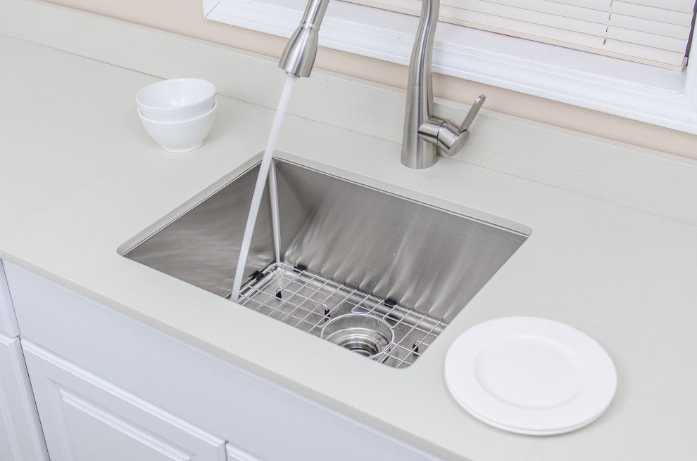 Wells Sinkware Handcrafted 16-gauge Single Stainless Steel Kitchen Sink Package