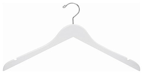 White Wooden Dress-Shirt Hanger, Set of 25