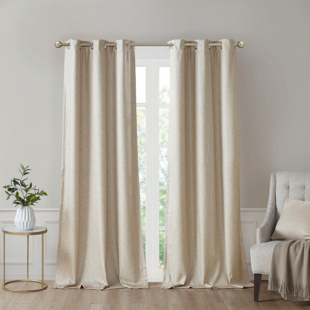 Madison Park Tonal Printed Faux Silk Room Darkening Curtain Panel Pair
