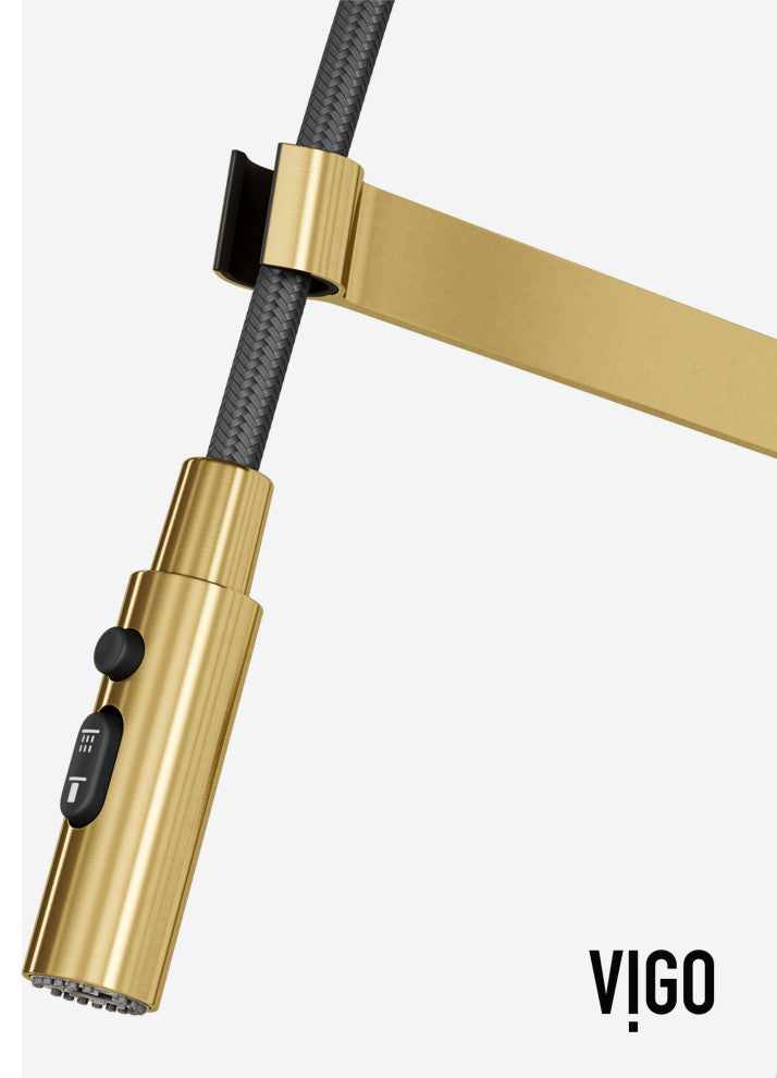 VIGO Edison Pro 20" H Single Handle Pull-Down Sprayer Kitchen Faucet, Matte Brushed Gold
