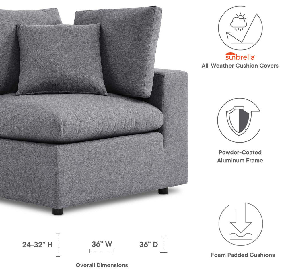 Lounge Sofa Corner Chair, Sunbrella, Gray, Modern, Outdoor Hospitality