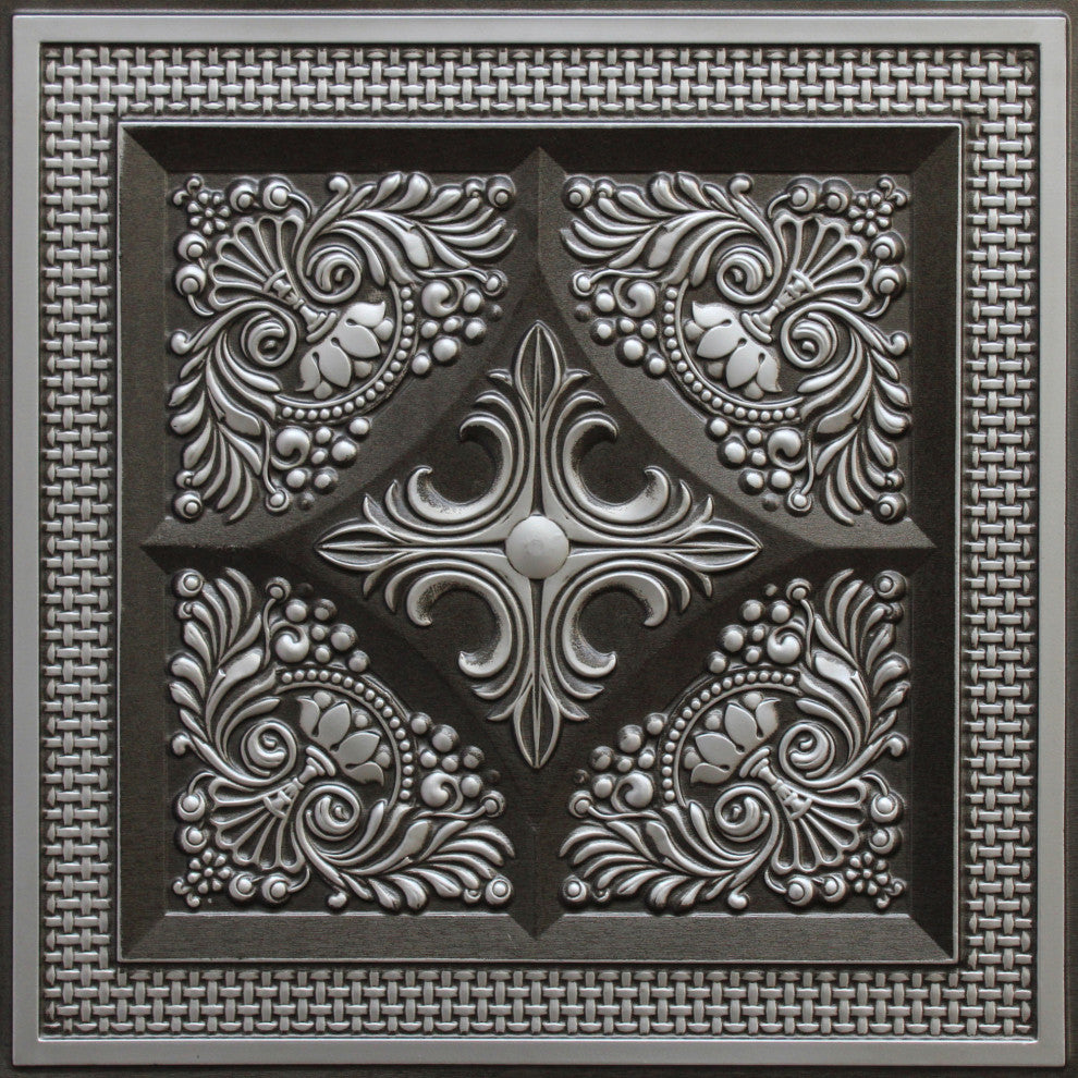 Antique Silver 3D Ceiling Panels, 2'x2', 200 Sq Ft, Pack of 50