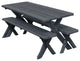 Cedar Cross-Leg Table with 2 Benches, Charcoal Stain, 8 Foot