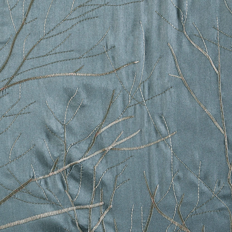 Madison Park Andora Embroidered Branches Faux Silk Window Panel, Blue, Blue, 95"