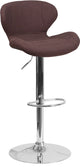 Contemporary Brown Fabric Adjustable Barstool With Chrome Base