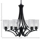 Zilo 6 Light Chandelier, Matte Black Finish With 4" Smoke Bubble Glass