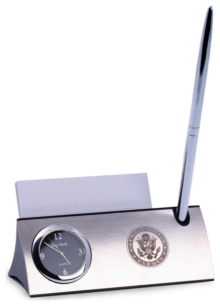 Clock Card Holder, Pen Silver and Army Seal