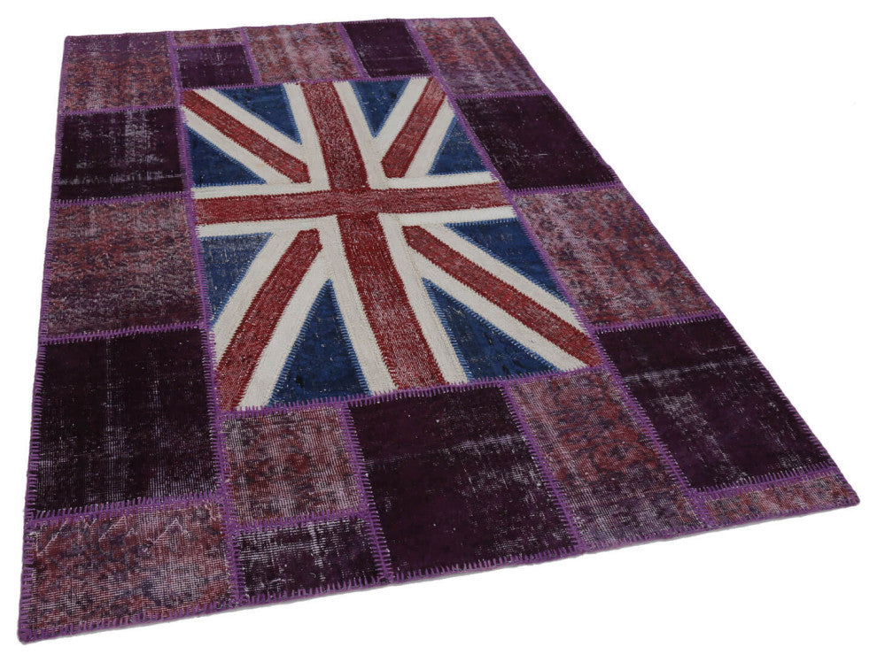 Rug N Carpet - Handmade Oriental 5' 7'' x 8' 1'' Flag Patchwork Rug