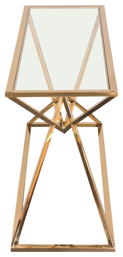 Aria Square Console Table With Metal Base, Gold