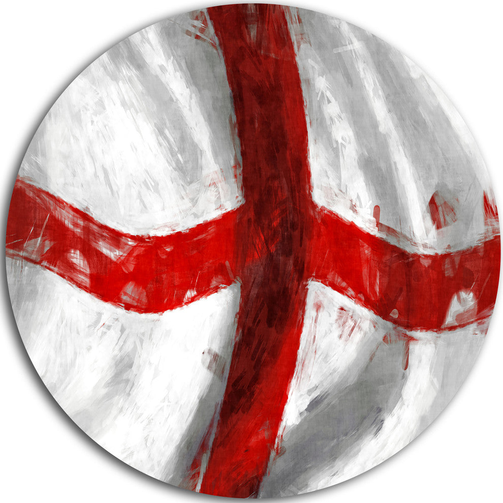 Flag Of England, Contemporary Large Disc Metal Wall Art, 36"