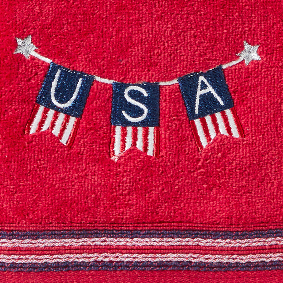 SKL Home Usa Banner Hand Towel, 2Pack, Red