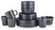 Stone Lain Celina Stoneware 16 Piece Dinnerware Set, Gray Matte