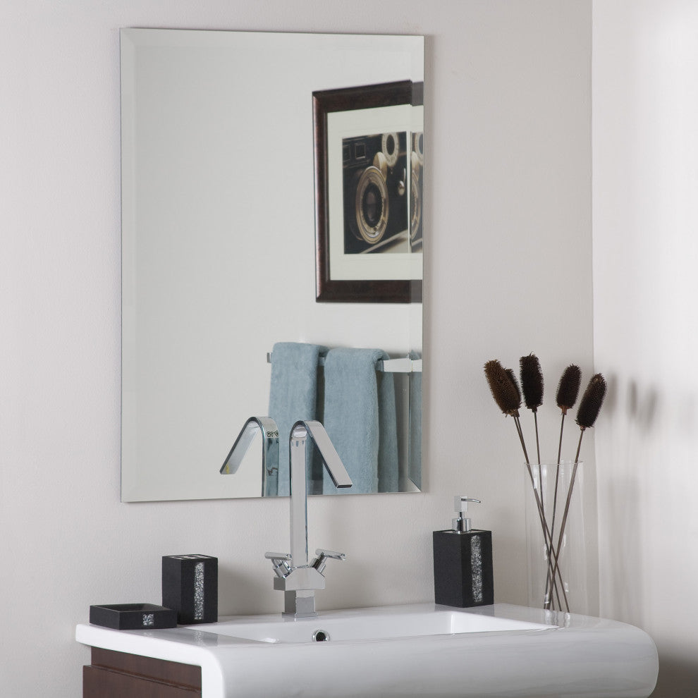 Frameless Square Beveled Mirror, 22" X 28"