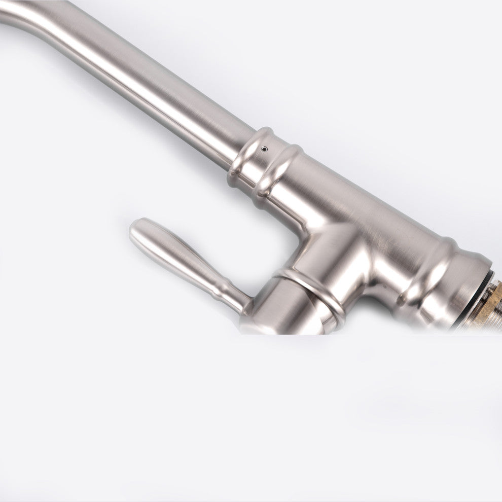 Single Handle High Arc Pull Out Kitchen Faucet in Brushed Nickel Finish