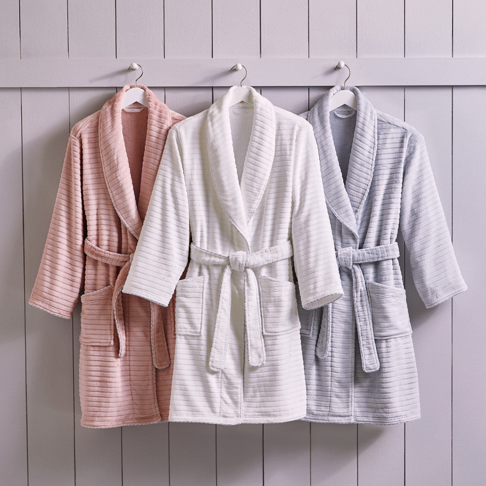 Well Being By Sunham Plush Robe, Grey, Large