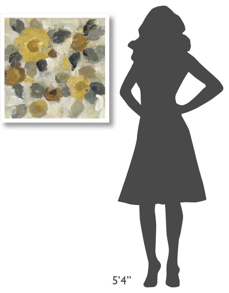 "Neutral Floral Beige II Yellow Flowers" Print by Silvia Vassileva, 26"x26"