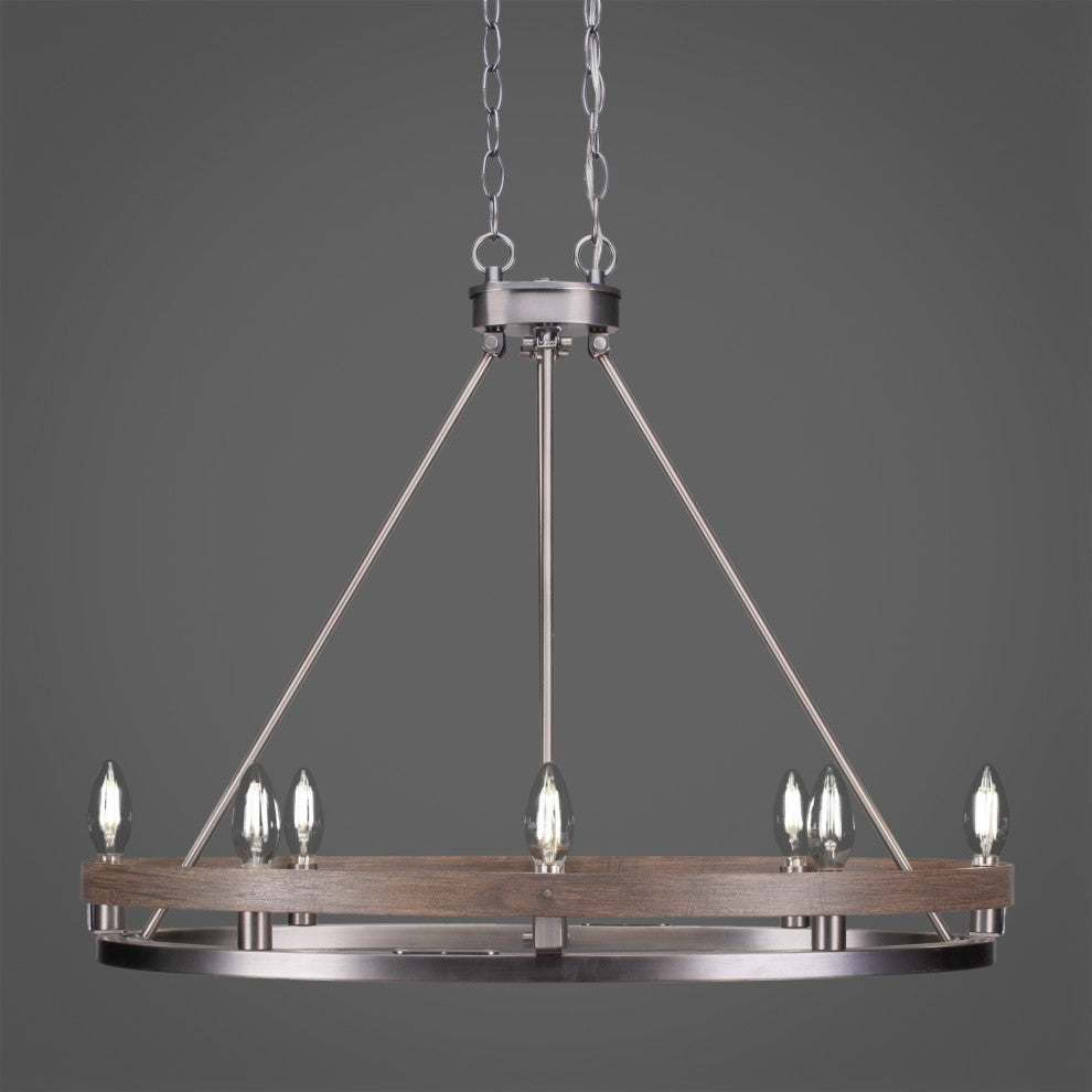 Belmont 8 Light Oval Chandelier, Painted Wood-Look Metal, Matte Black
