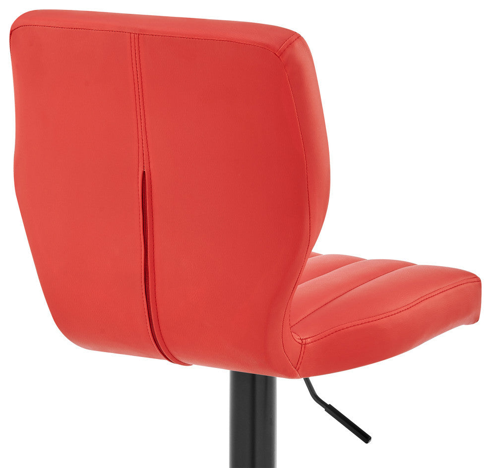 Bardot Adjustable Faux Leather Swivel Bar Stool, Red