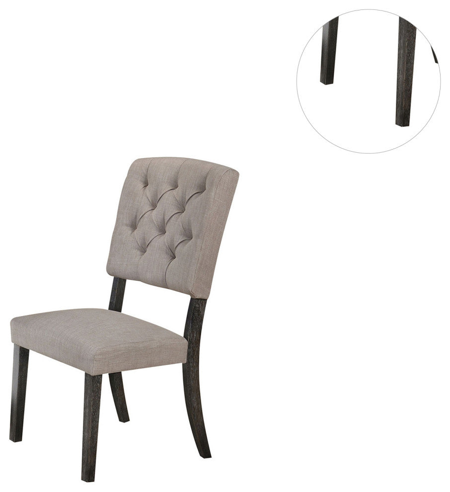 Set of 2 Upholstered Side Chair, Gray/Weathered Gray Oak Finish