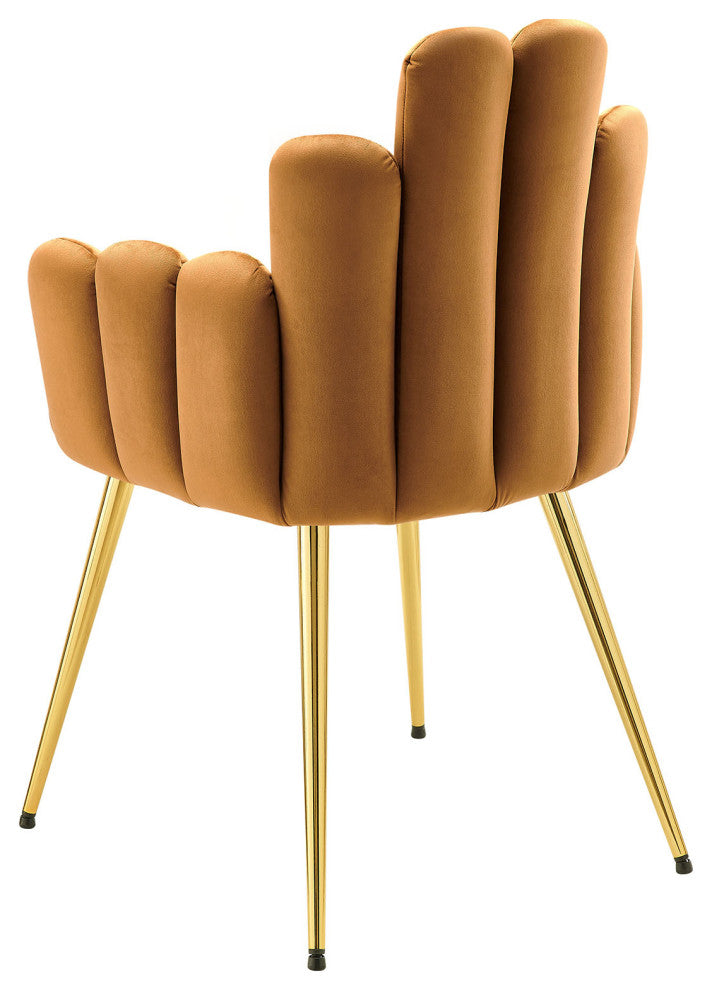 Dining Chair, Set of 2, Gold Brown, Velvet, Modern Cafe Bistro Hospitality