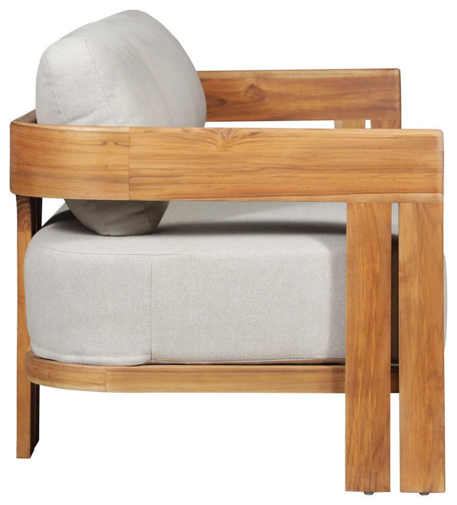 Paradiso Outdoor Solid Teak Wood Love seat - Gray Fabric