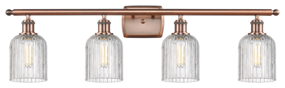 Ballston-Bridal Veil 4-Light 35" Bath Vanity Light, Antique Copper, Clear