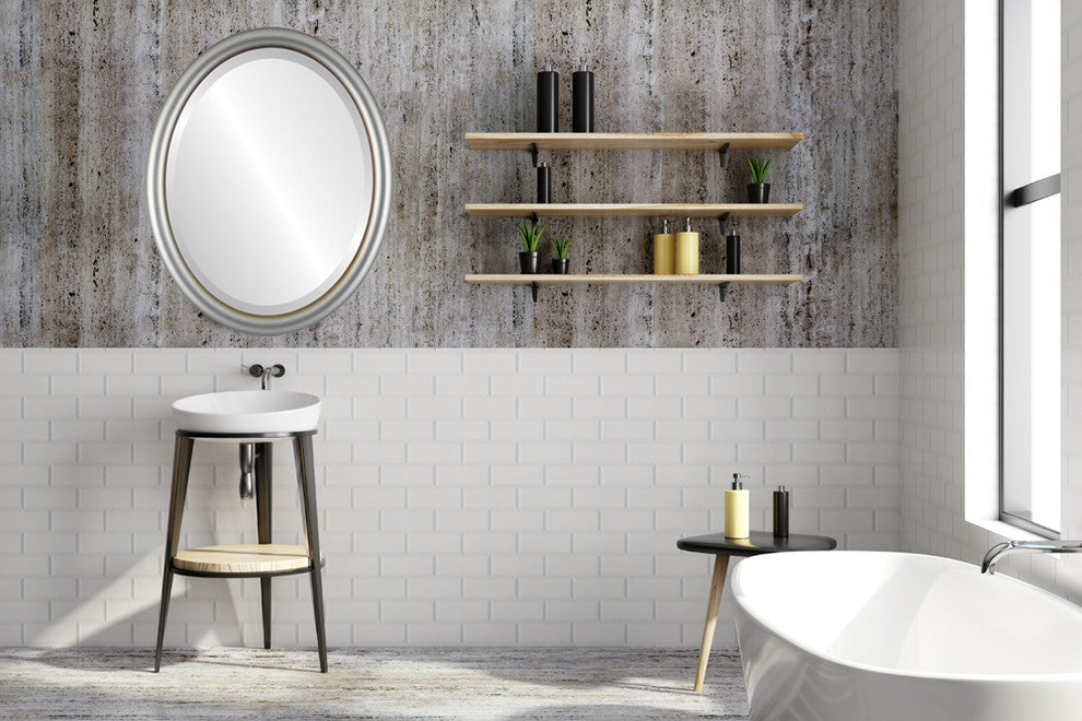 Pasadena Framed Oval Mirror, Silver Shade, 21"x25"