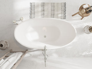 Igor 59" Soaking Bathtub, Glossy White With Brushed Nickel Trim