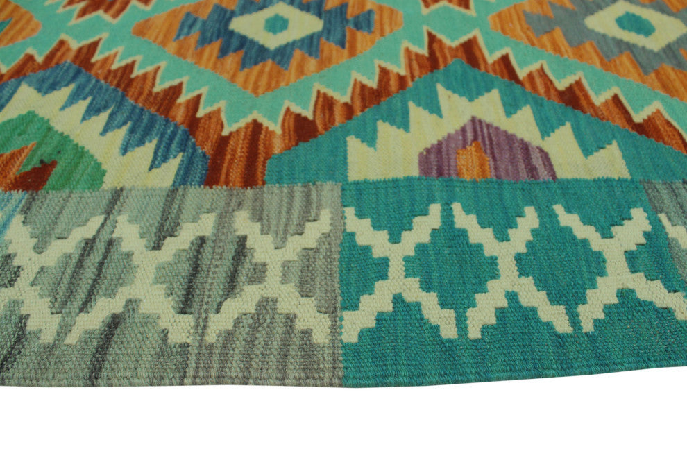 Sangat Kilim Art Gray/Rust Runner, 2'7x8'0