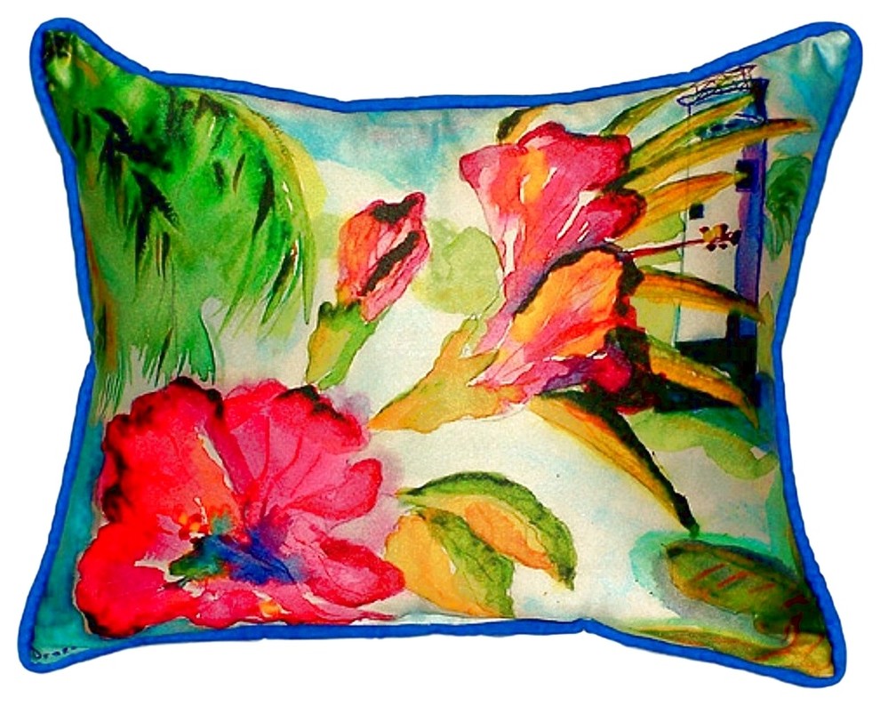 Lighthouse and Florals Extra Large Zippered Pillow 20x24