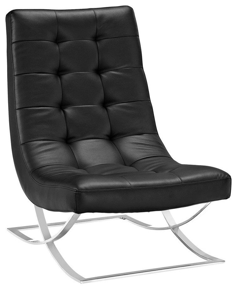 Slope Upholstered Vinyl Lounge Chair, Black