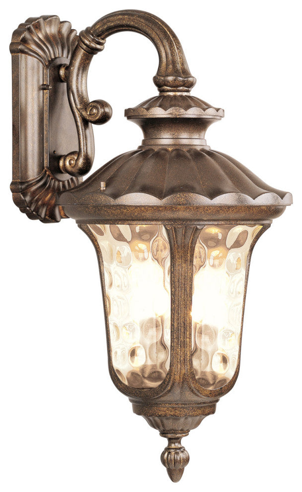 Livex 7663-50 3-Light MG Outdoor Wall Lantern, Moroccan Gold