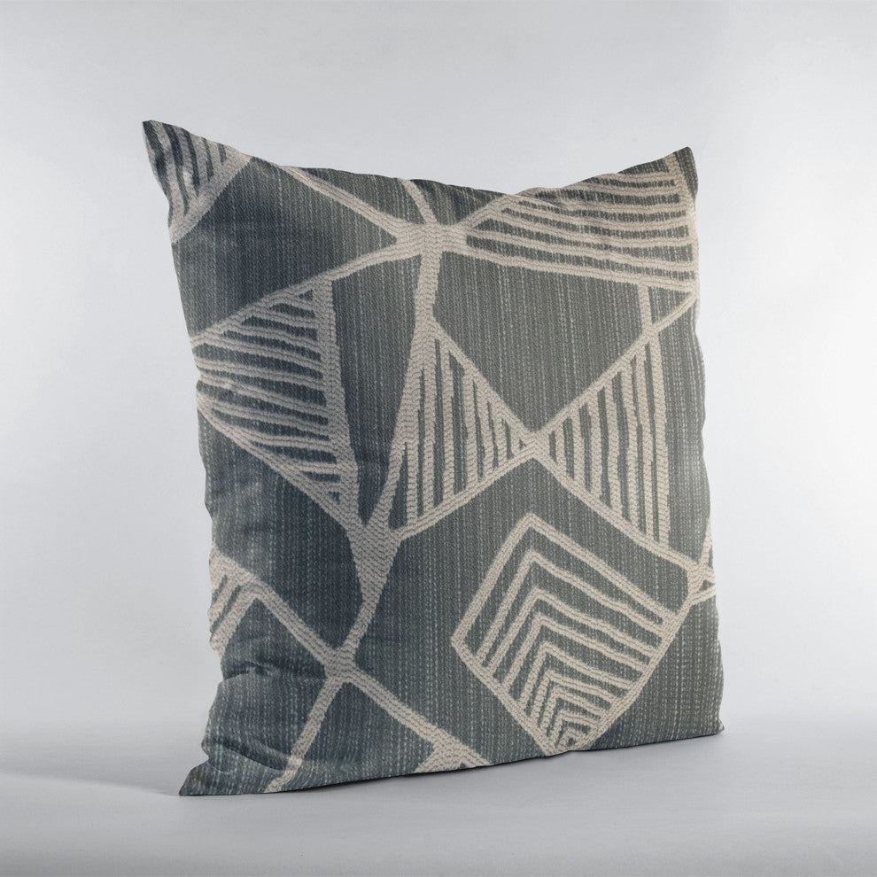 Plutus Gray Sketch Abstract Luxury Throw Pillow, 18"x18"