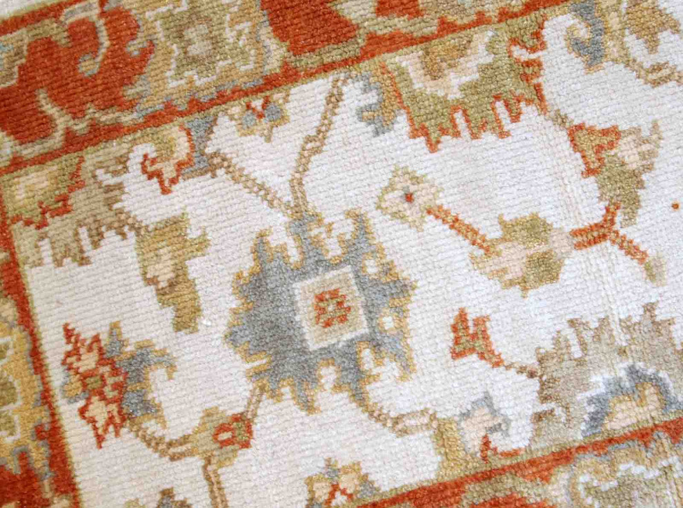 Handmade Vintage Indo-Mahal Rug, 2.1'x3.2', 1980s, White, Orange, Blue, Olive