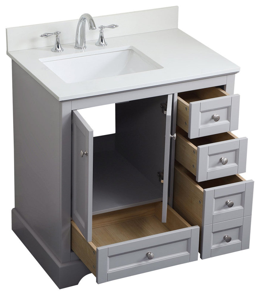 Elegant VF15532GR-BS 32"Single Bathroom Vanity, Gray With Backsplash