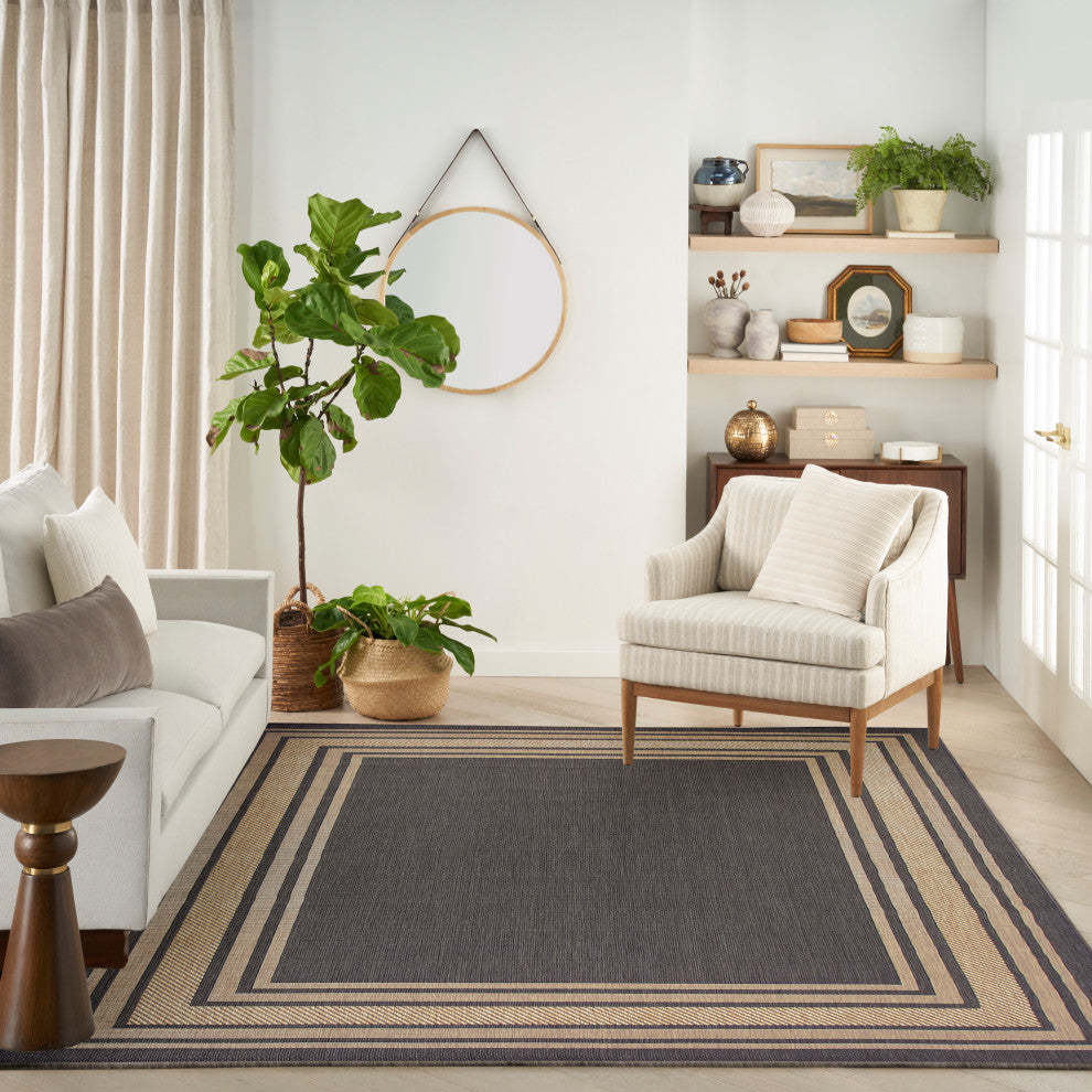 Nourison Horizon Indoor/Outdoor 8' x 10' Charcoal Modern Rug
