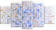 Light Blue Watercolor Fractal Art, Contemporary Art on Canvas, 60"x32", 5 Panels