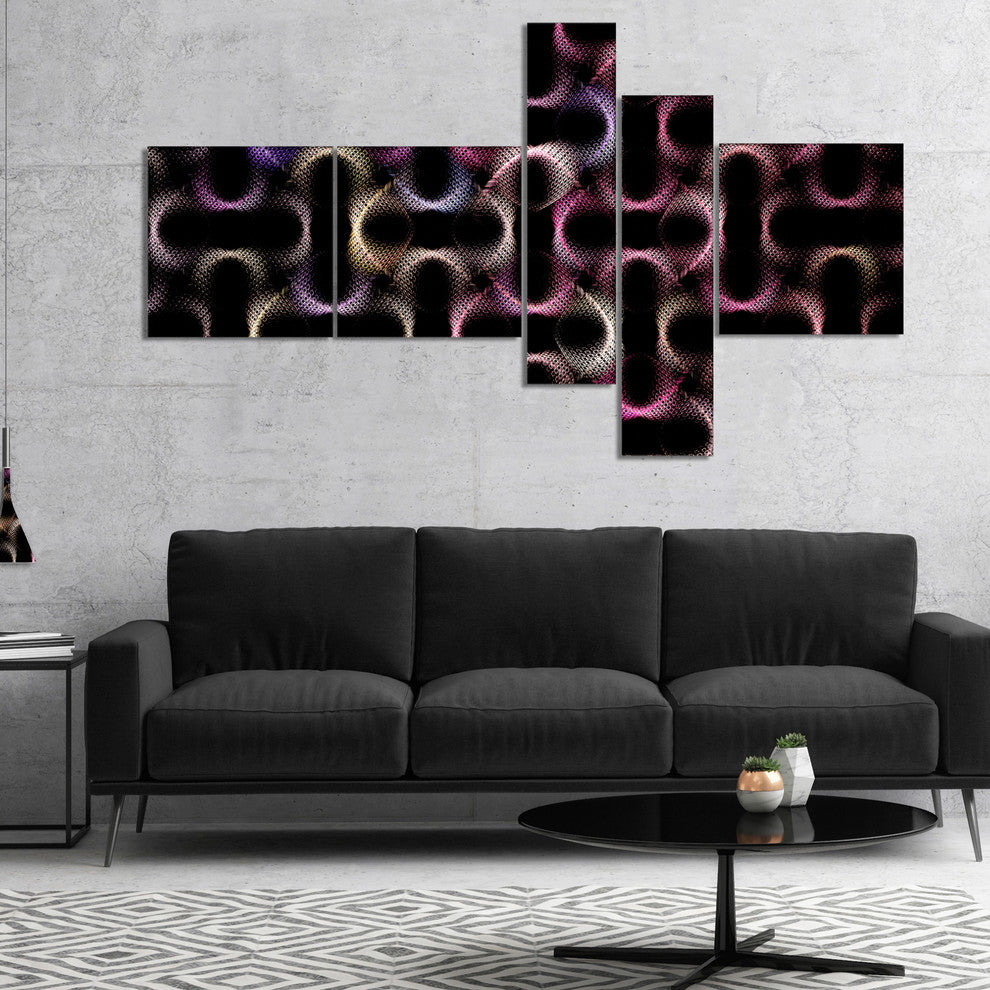 Colorful Unusual Metal Grill, Abstract Wall Art Canvas, 60"x32", 5 panels