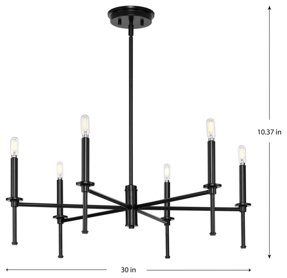 Elara Collection Six-Light New Traditional Matte Black Chandelier Light