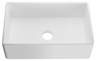 Roine Apron Front Man Made Stone Single Bowl Kitchen Sink, White, 30"