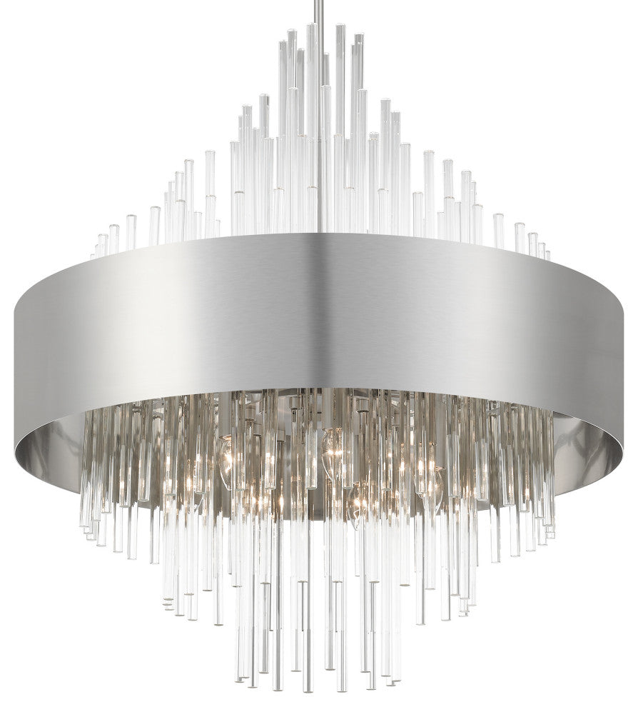 14 Light Brushed Nickel Large Pendant Chandelier