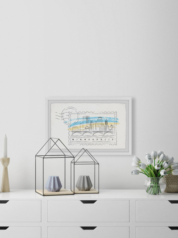 "Minneapolis Stamp" Framed Painting Print, 45x30