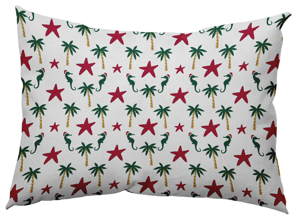 Christmas Beach Pattern Accent Pillow, Christmas Pink, 14"x20"