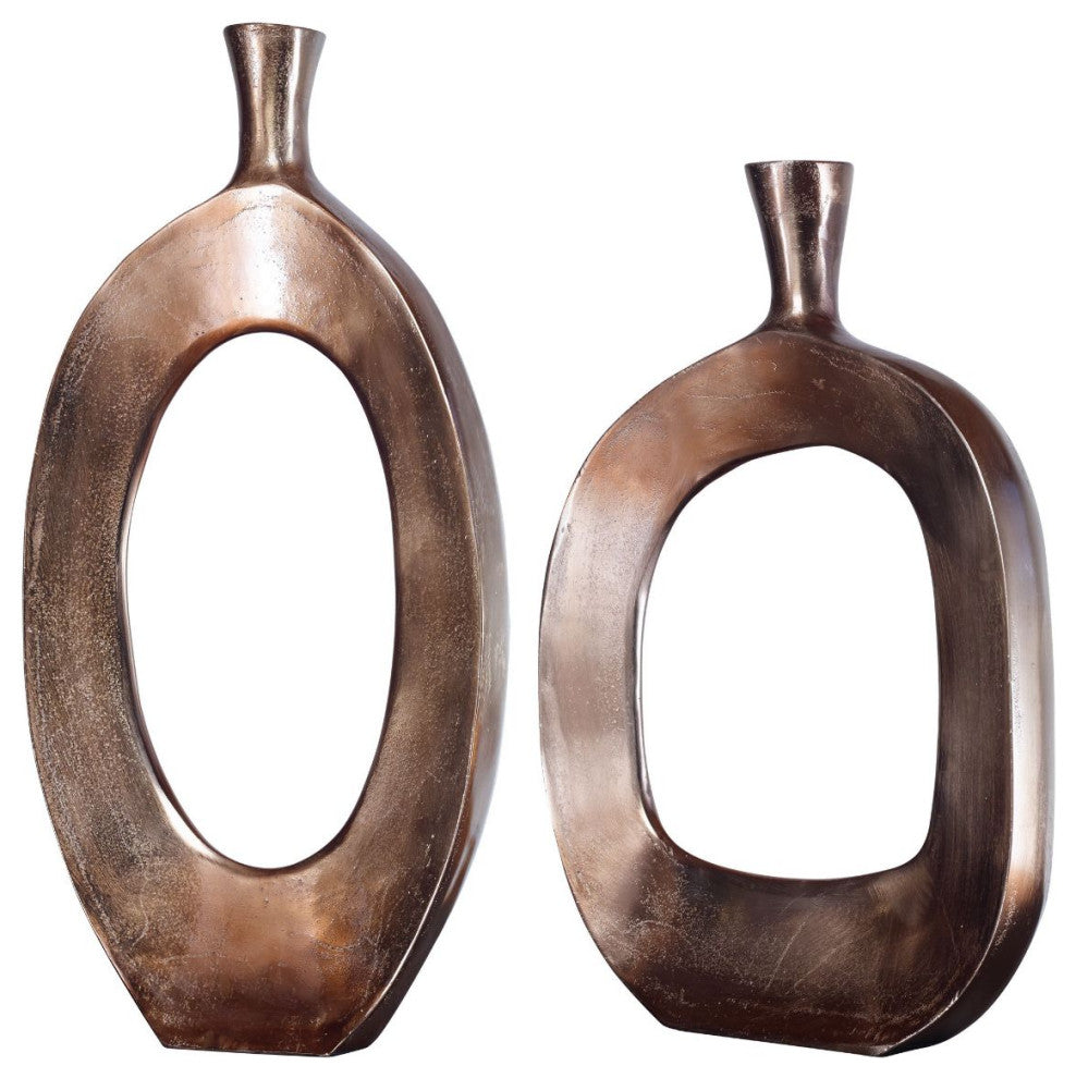 Uttermost Kyler Textured Bronze Vases Set of 2