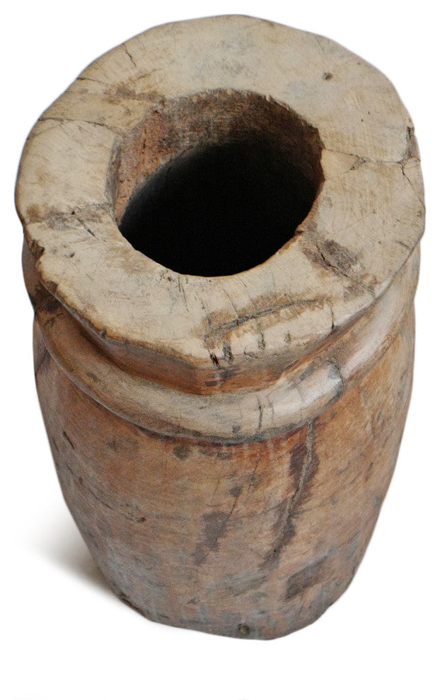Consigned India Wood Butter Pot