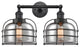 Large Bell Cage 2-Light Bath Vanity-Light, Matte Black, Plated Smoke