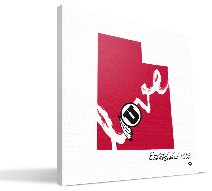 University of Utah Utes Established Love Canvas Print, 12"x12"