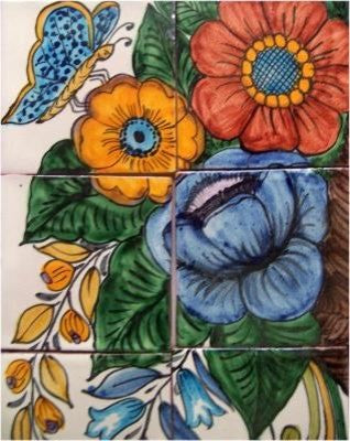 Basket Of Flowers Clay Talavera Tile Mural