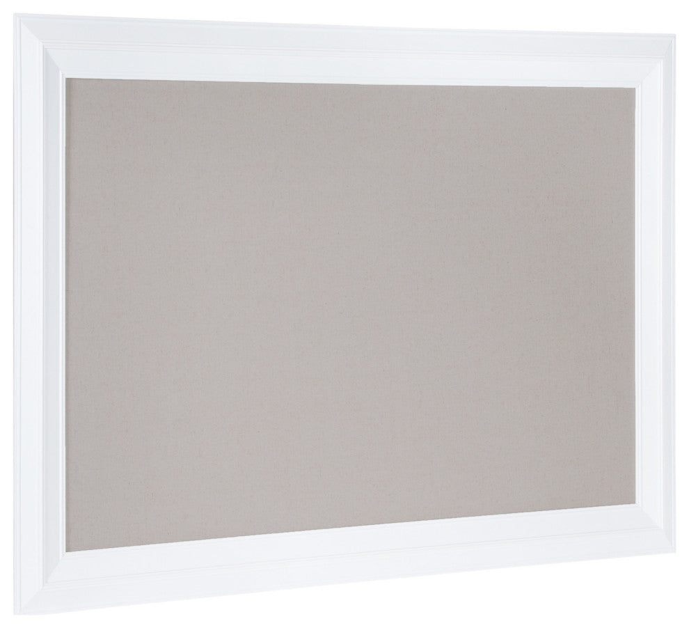 Whitley Framed Linen Fabric Pinboard, Gray/White 29.5x45.5