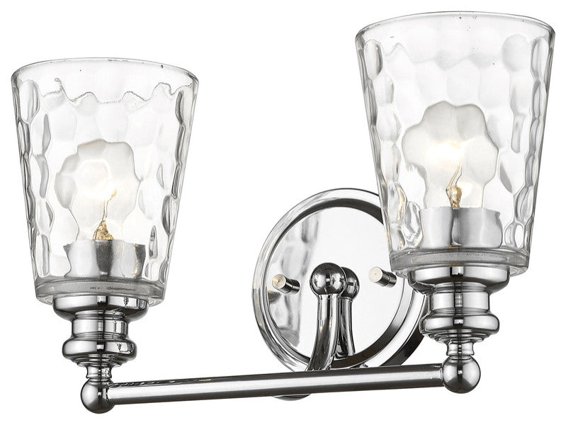 Silver Metal and Pebbled Glass Two Light Wall Light